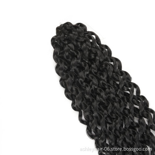 Pre Looped Black Synthetic Crochet Hair Curly Crochet Water Wave Braid